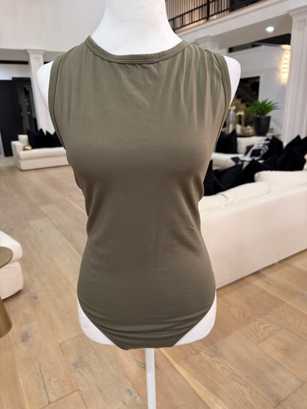 Sleeveless Olive Green Tank Top